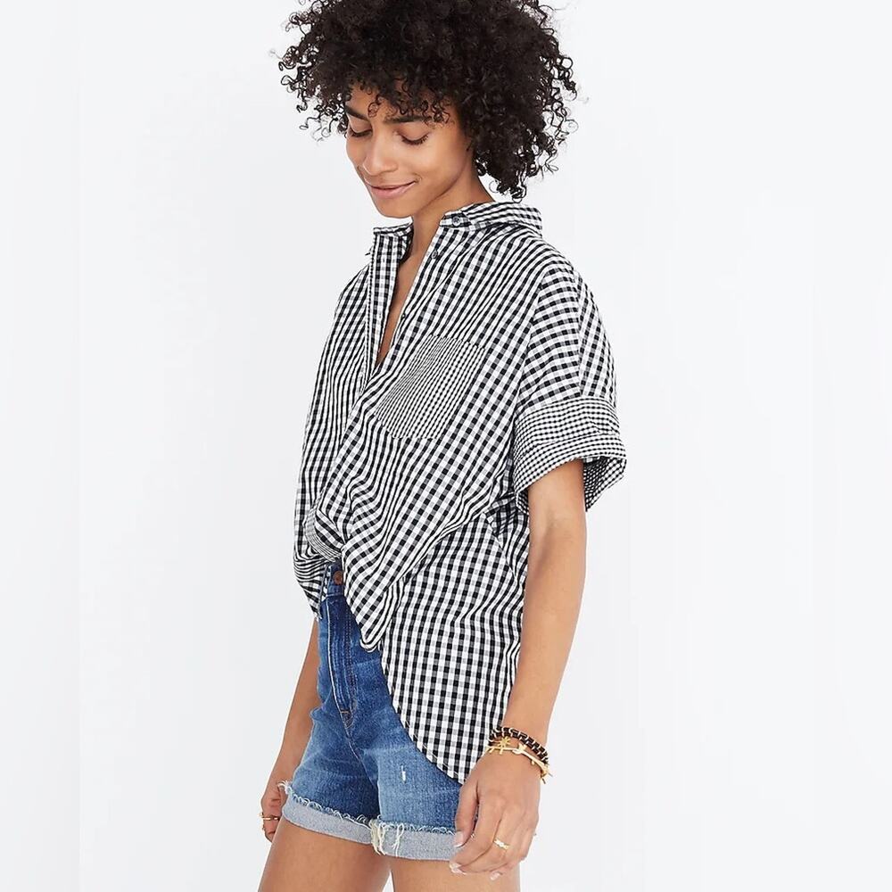 Madewell Black and White Gingham Button-Down Shirt
